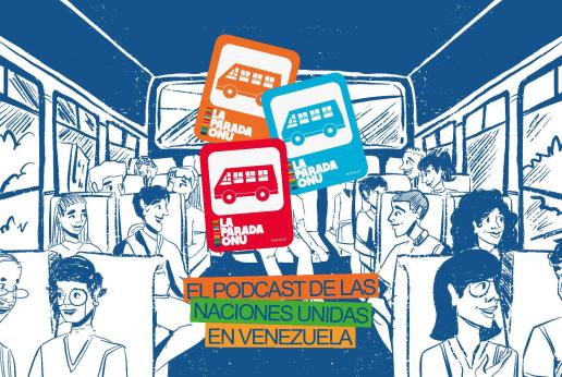 Imagen gráfica del podcast "La Parada ONU"